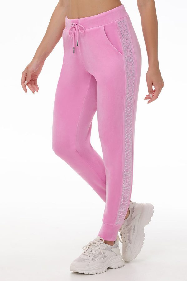 Velour Jogger With Side Bling