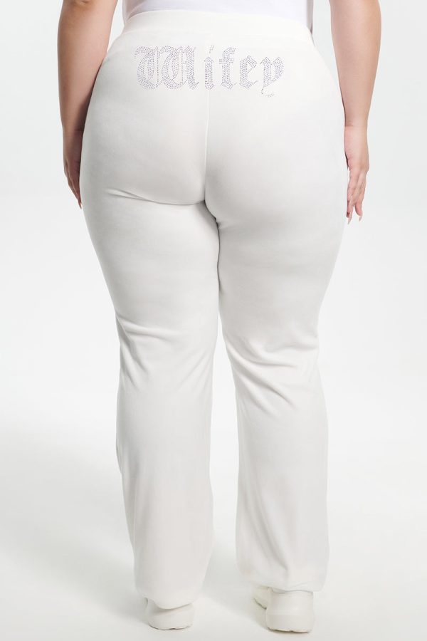 Wifey Customizable Big Bling Velour Track Pants - Image 4