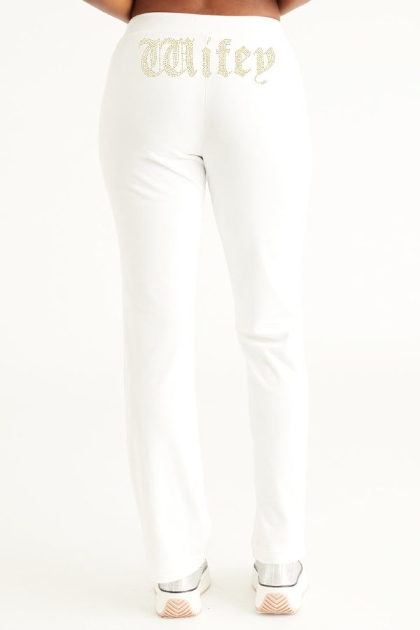 Wifey Customizable Big Bling Velour Track Pants - Image 2
