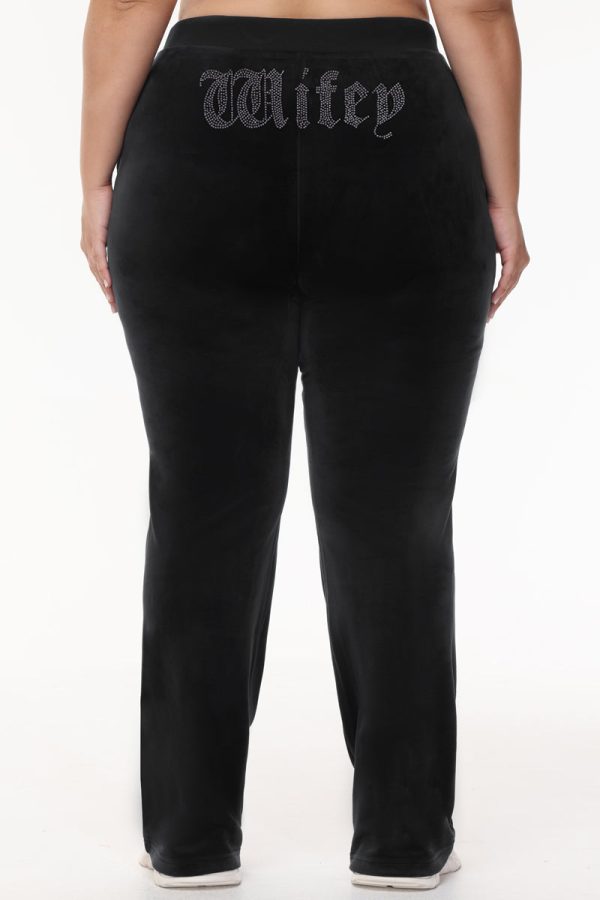 Wifey Customizable Big Bling Velour Track Pants - Image 4