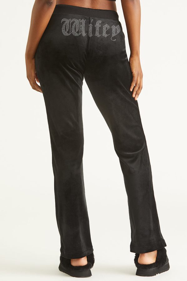 Wifey Customizable Big Bling Velour Track Pants - Image 2