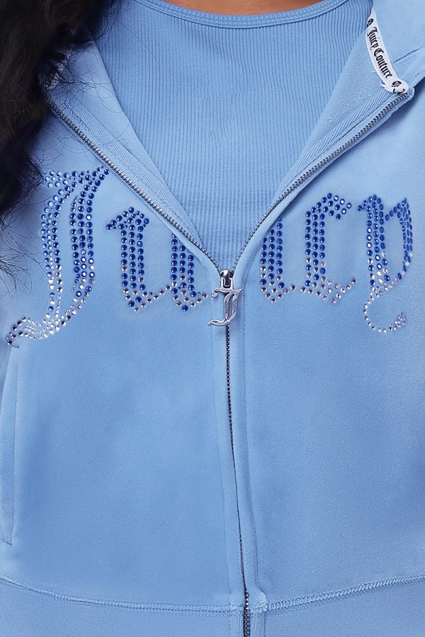 Front Ombre Big Bling Velour Hoodie - Image 4