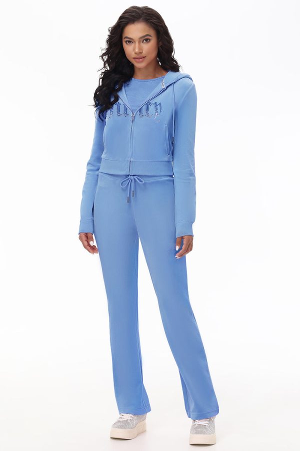 Front Ombre Big Bling Velour Hoodie - Image 5