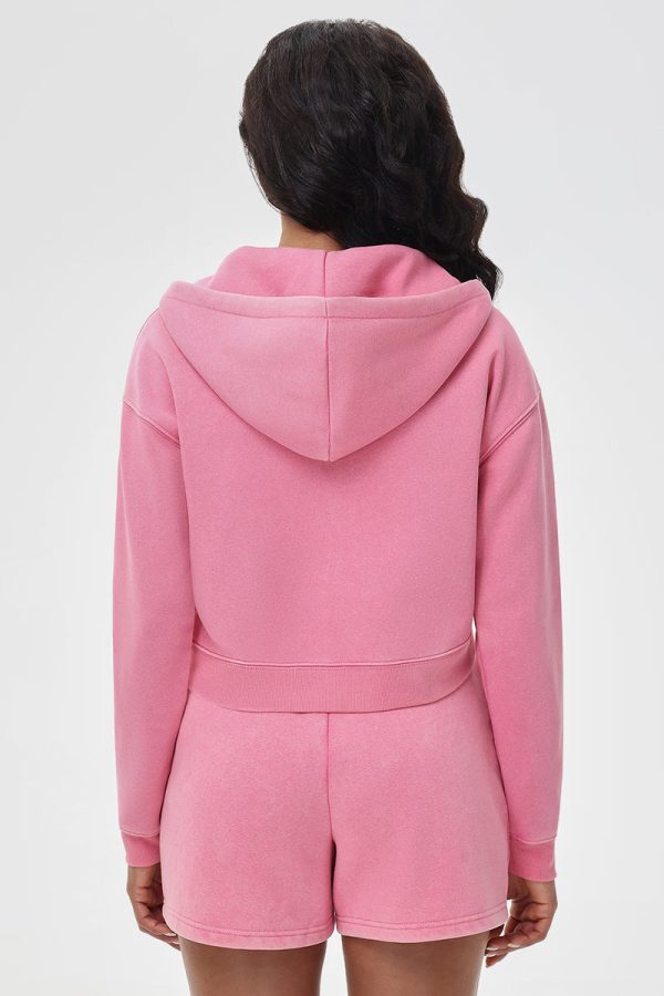 Cropped Zip Front Hoodie - Image 4
