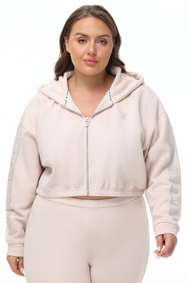 Plus-Size Cropped Fleece Hoodie With Side Bling - Image 2