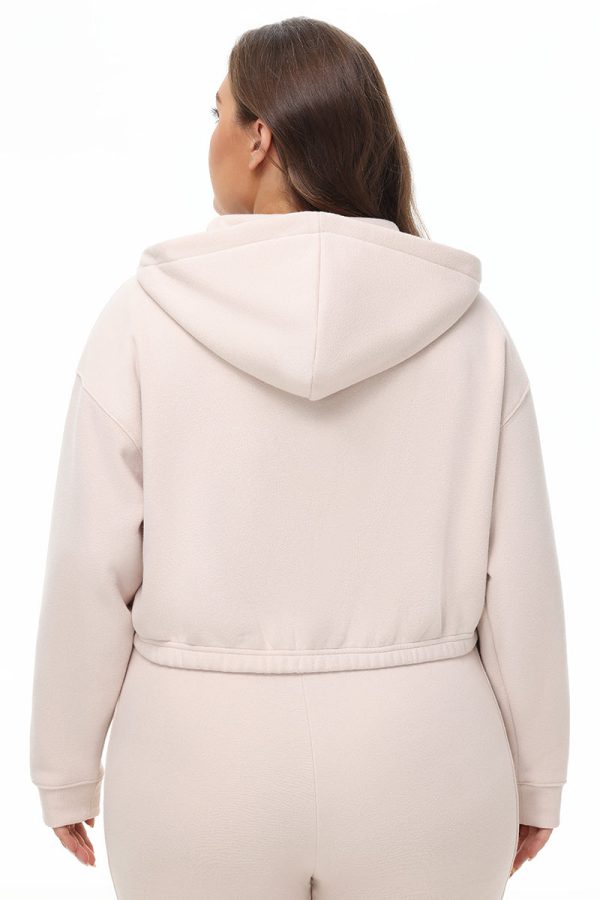 Plus-Size Cropped Fleece Hoodie With Side Bling - Image 3