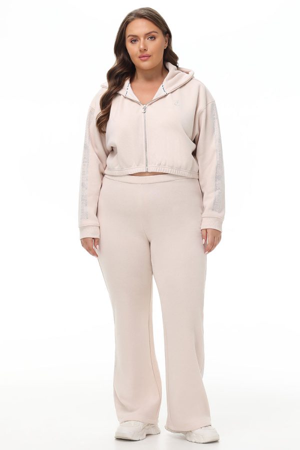 Plus-Size Cropped Fleece Hoodie With Side Bling - Image 5