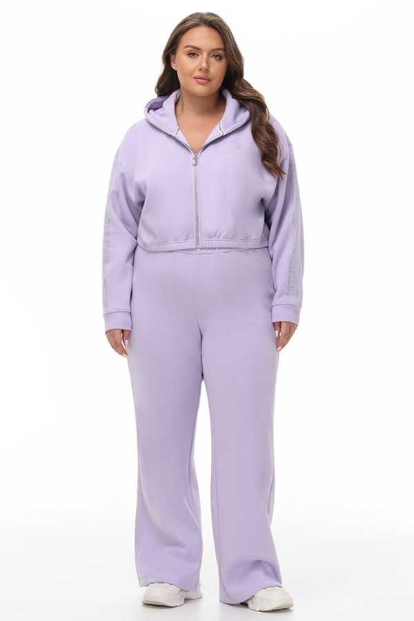 Plus-Size Cropped Fleece Hoodie With Side Bling - Image 5