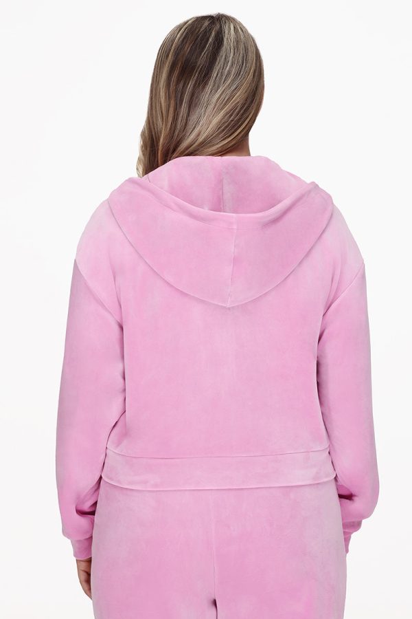 Plus-Size Velour Cropped Jacket With Side Bling - Image 3