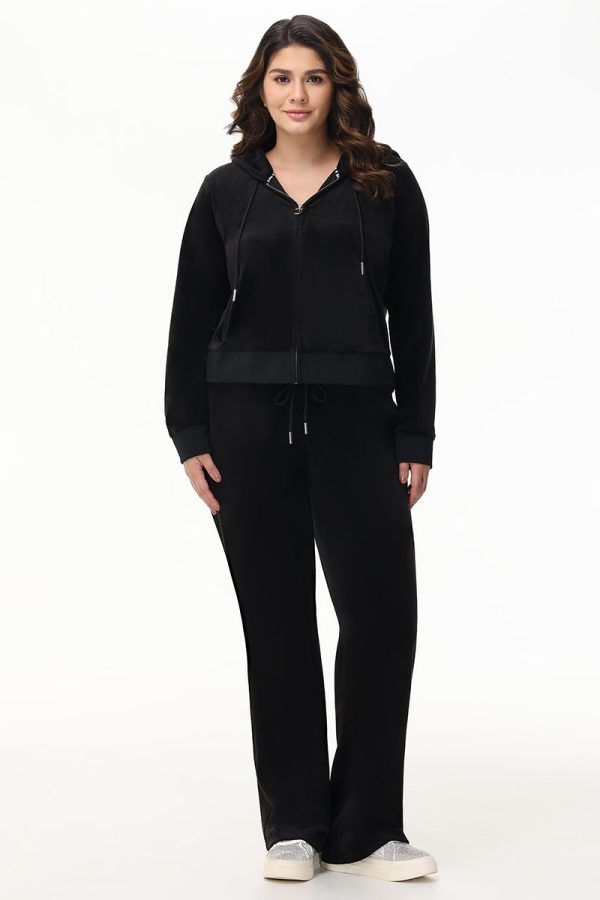 Plus-Size Mixed Crystals Velour Track Pants - Image 5