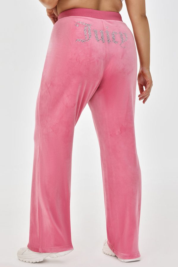 Plus-Size Mixed Crystals Velour Track Pants