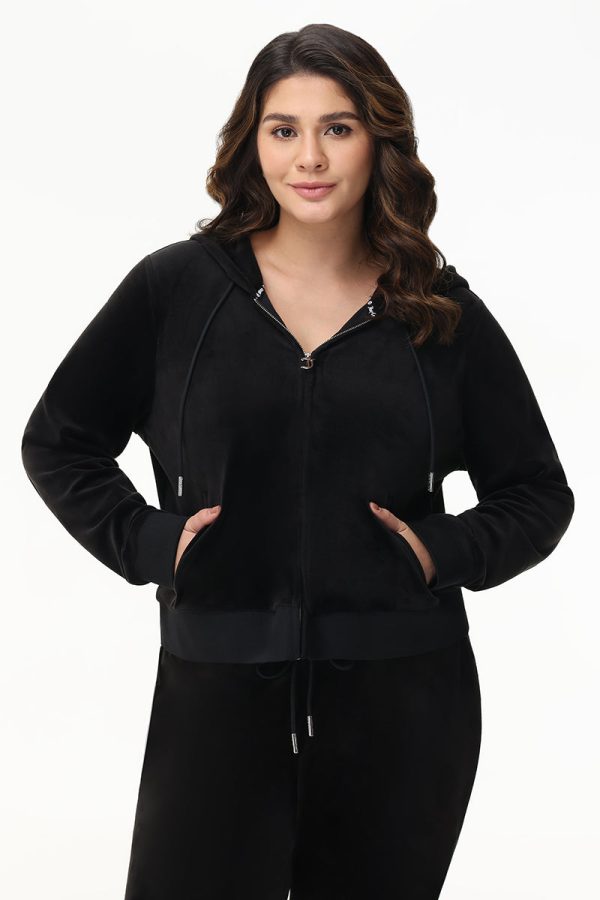 Plus-Size Mixed Crystals Velour Hoodie - Image 3