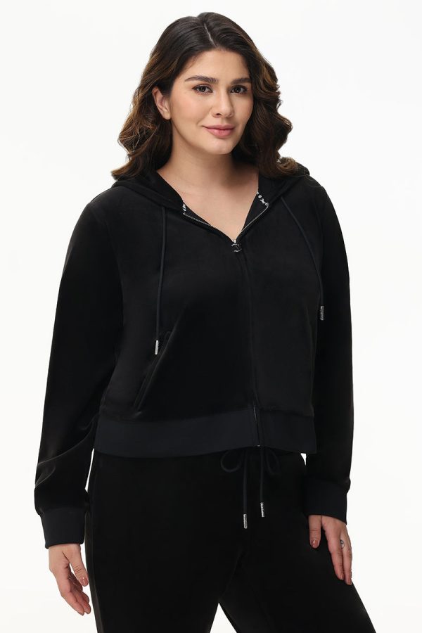 Plus-Size Mixed Crystals Velour Hoodie - Image 2