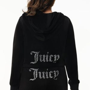 Plus-Size Mixed Crystals Velour Hoodie