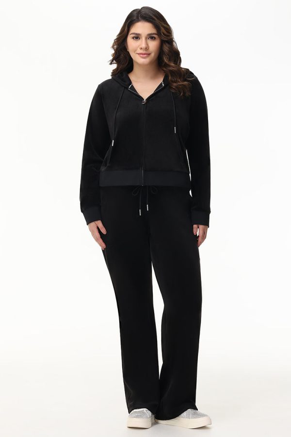Plus-Size Mixed Crystals Velour Hoodie - Image 5