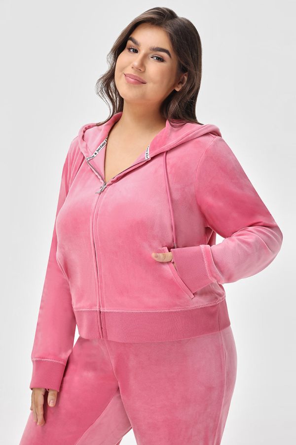 Plus-Size Mixed Crystals Velour Hoodie - Image 3