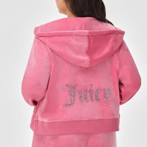 Plus-Size Mixed Crystals Velour Hoodie