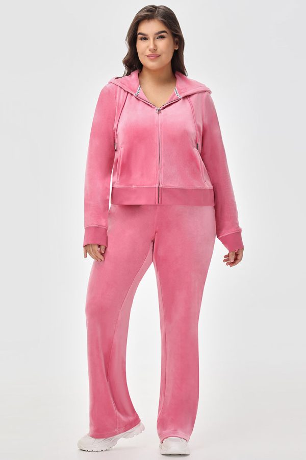 Plus-Size Mixed Crystals Velour Hoodie - Image 5