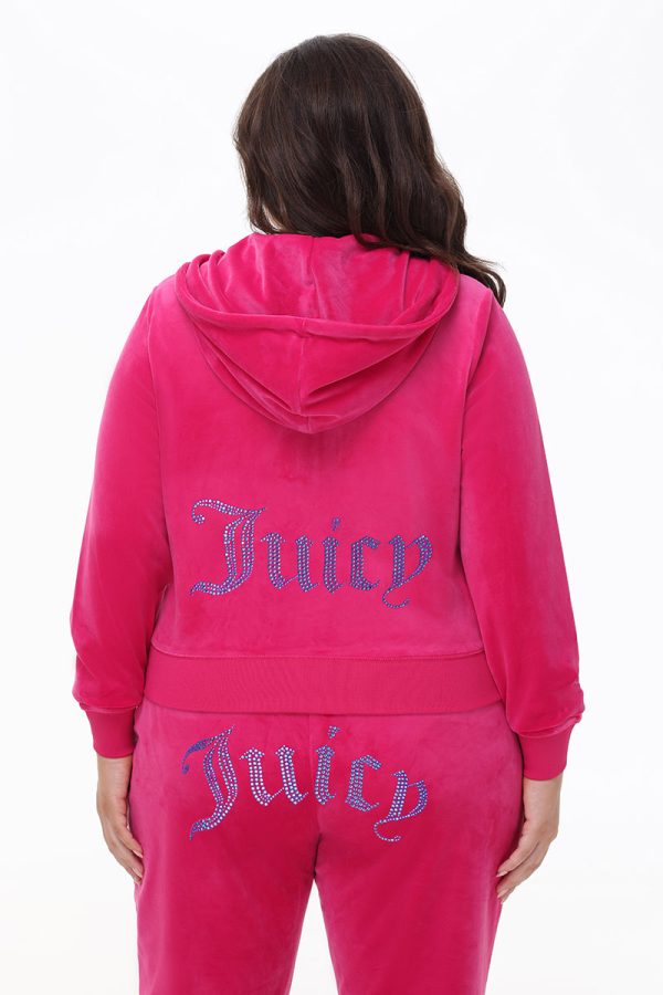 Plus-Size Technicolor Customizable Big Bling Velour Hoodie - Image 3