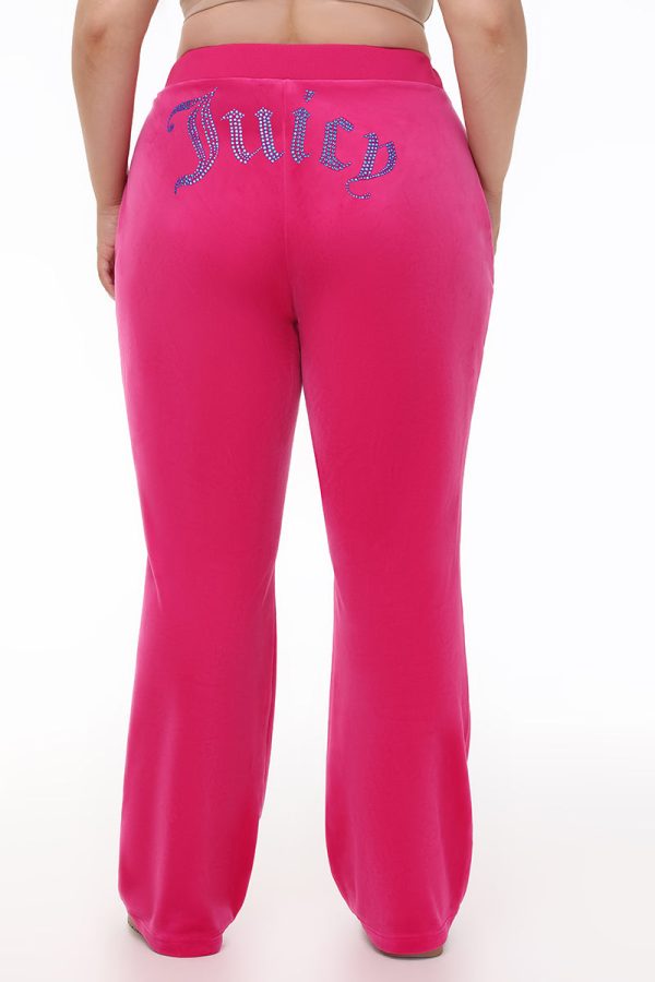 Plus-Size Technicolor Customizable Big Bling Velour Track Pants - Image 3