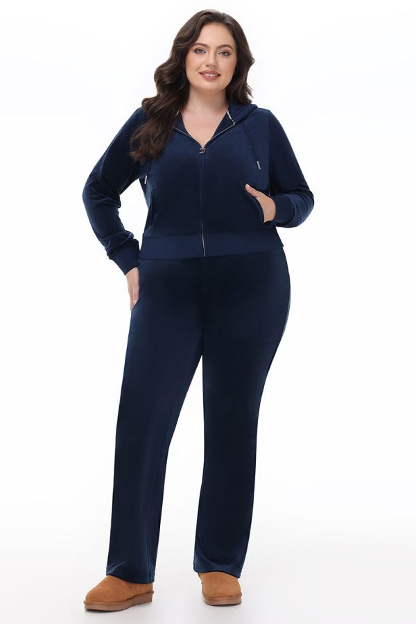 Plus-Size Technicolor Customizable Big Bling Velour Track Pants - Image 11