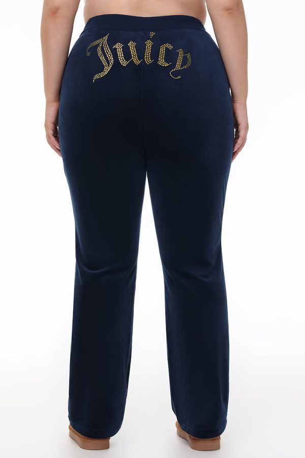 Plus-Size Technicolor Customizable Big Bling Velour Track Pants - Image 3