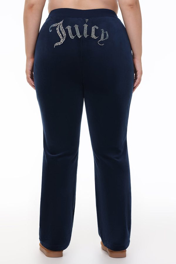 Plus-Size Technicolor Customizable Big Bling Velour Track Pants
