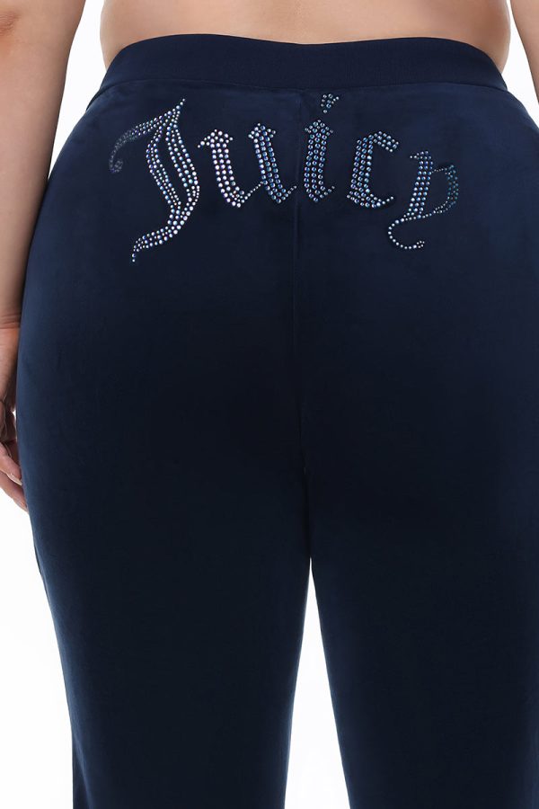 Plus-Size Technicolor Customizable Big Bling Velour Track Pants - Image 8