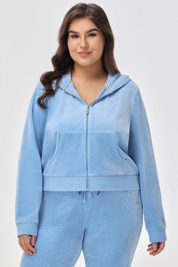 Plus-Size Crown Heritage Cotton Velour Hoodie - Image 2
