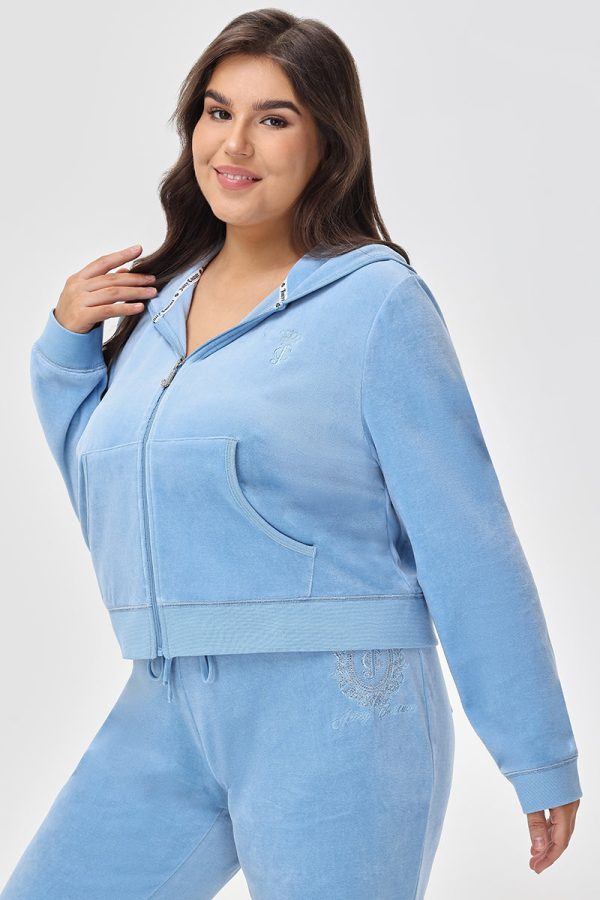 Plus-Size Crown Heritage Cotton Velour Hoodie - Image 3