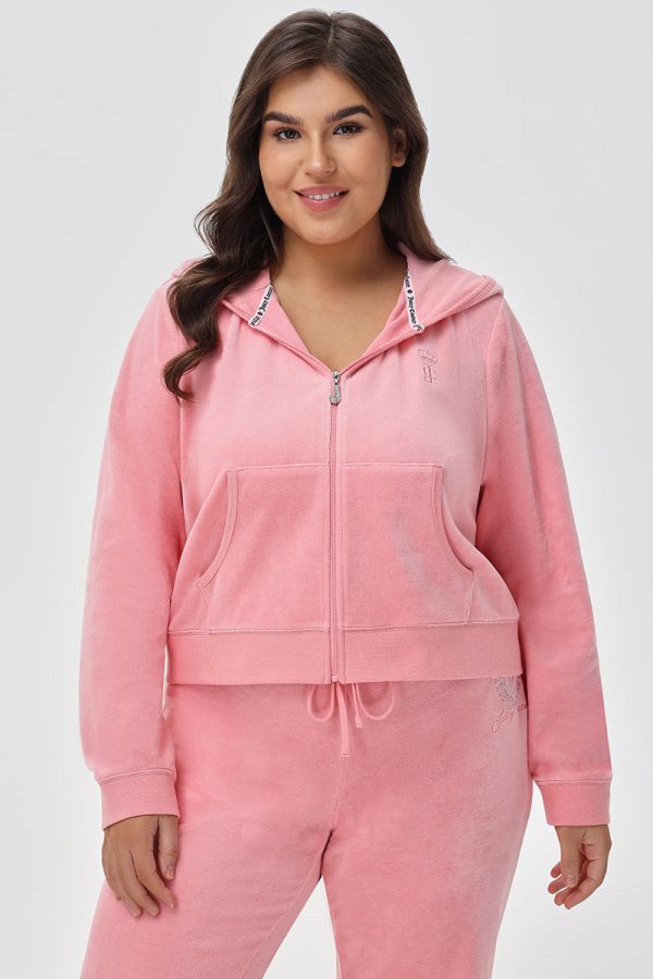 Plus-Size Crown Heritage Cotton Velour Hoodie - Image 2