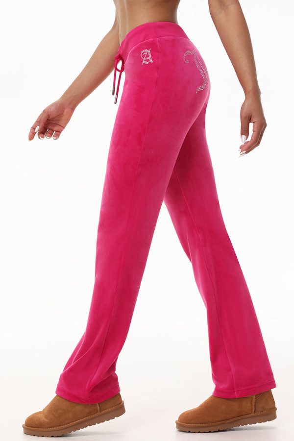 Custom Initial OG Big Bling Velour Track Pants - Image 4