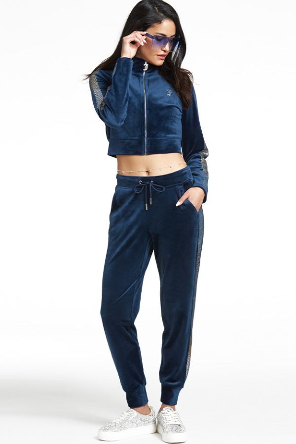 Monogram Velour Cropped Track Jacket with Ombre Sleeve Bling??REJUICED - Image 4