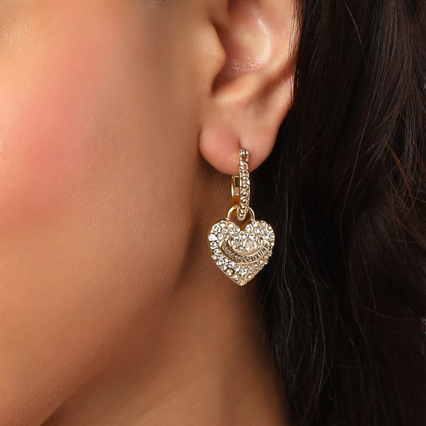 Heart Charm Hoop Earrings with Crystal Accents - Image 2