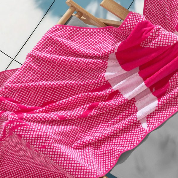 Pink Flamingo Cotton Beach Towel - Image 4