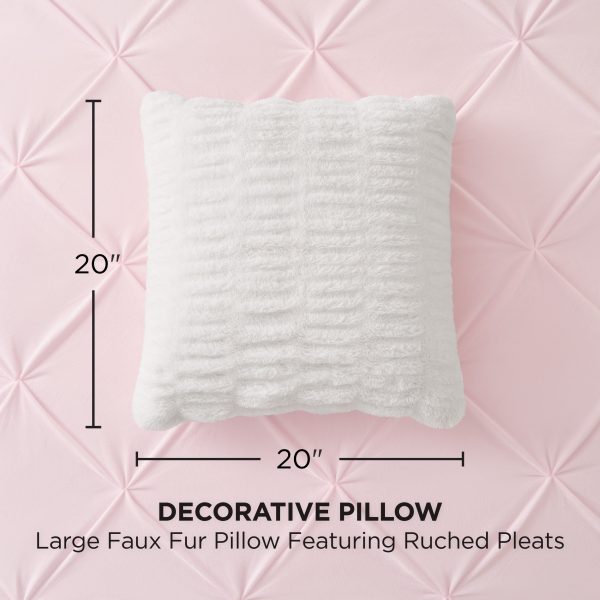 Pleated Faux Fur Decorative Pillow - Image 7