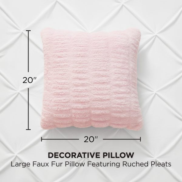 Pleated Faux Fur Decorative Pillow - Image 7