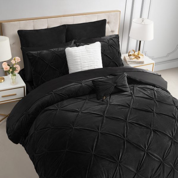 Kiss Pleat Micromink Comforter Set With Decorative Pillows - Image 2
