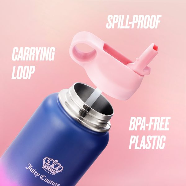 Go Girl Stainless Steel Water Bottle with Pop-up Straw - Image 2