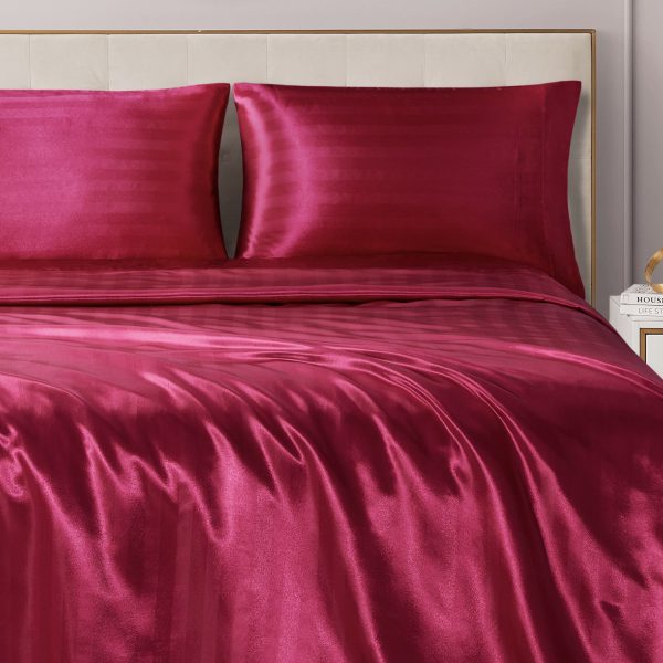 Damask Stripe Satin Sheet Set - Image 4