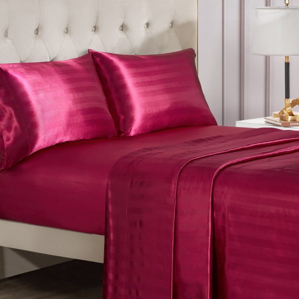 Damask Stripe Satin Sheet Set - Image 2