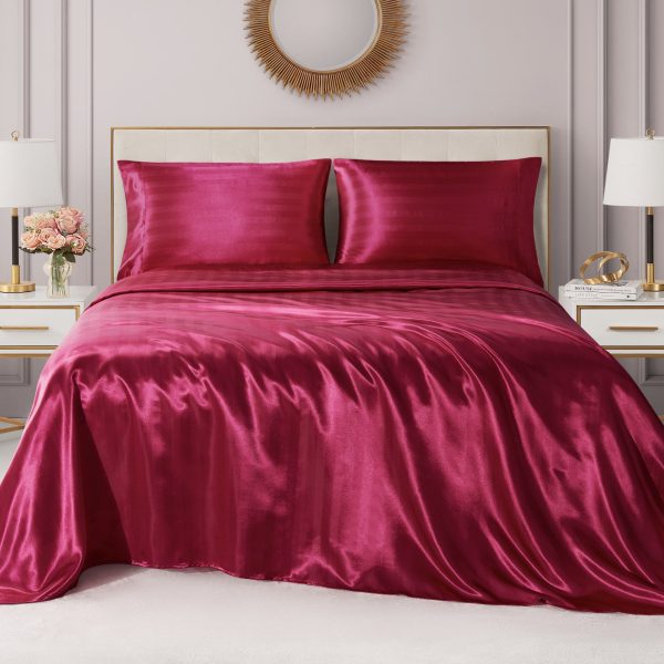 Damask Stripe Satin Sheet Set - Image 3