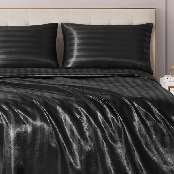 Damask Stripe Satin Sheet Set - Image 4