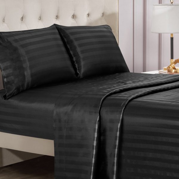 Damask Stripe Satin Sheet Set - Image 2