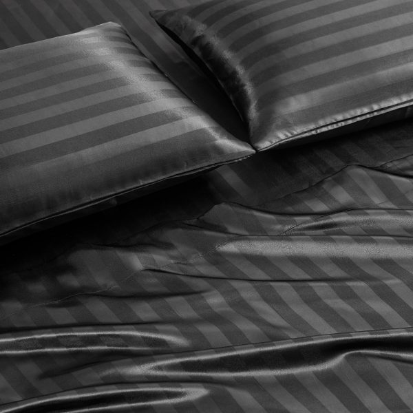 Damask Stripe Satin Sheet Set - Image 6