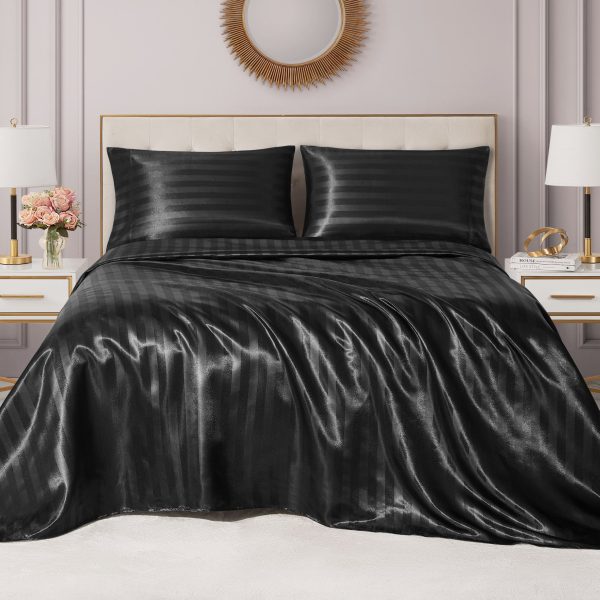 Damask Stripe Satin Sheet Set - Image 3