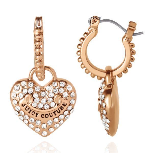 Heart Charm Hoop Earrings with Crystal Accents - Image 4
