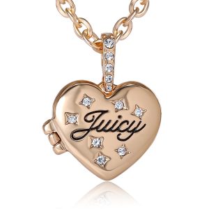 Crystal Heart Locket Pendant Necklace