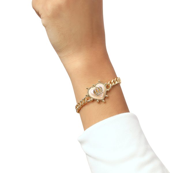 Crown Heart Charm Chain Bracelet - Image 2