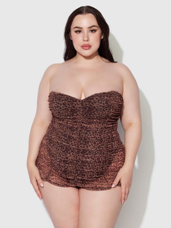 Frederick's Of Hollywood Alanza Mesh Ruched Strapless Swim One Piece - Image 6